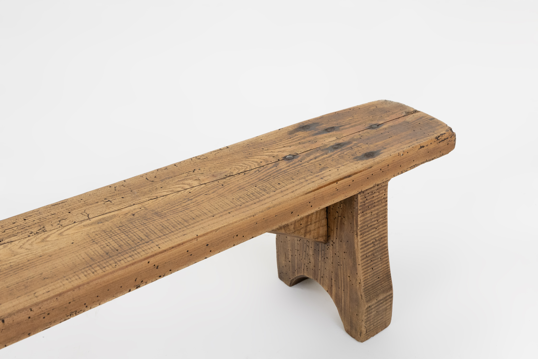 Rustic low bench in solid wood, France ca. 1850thumbnail